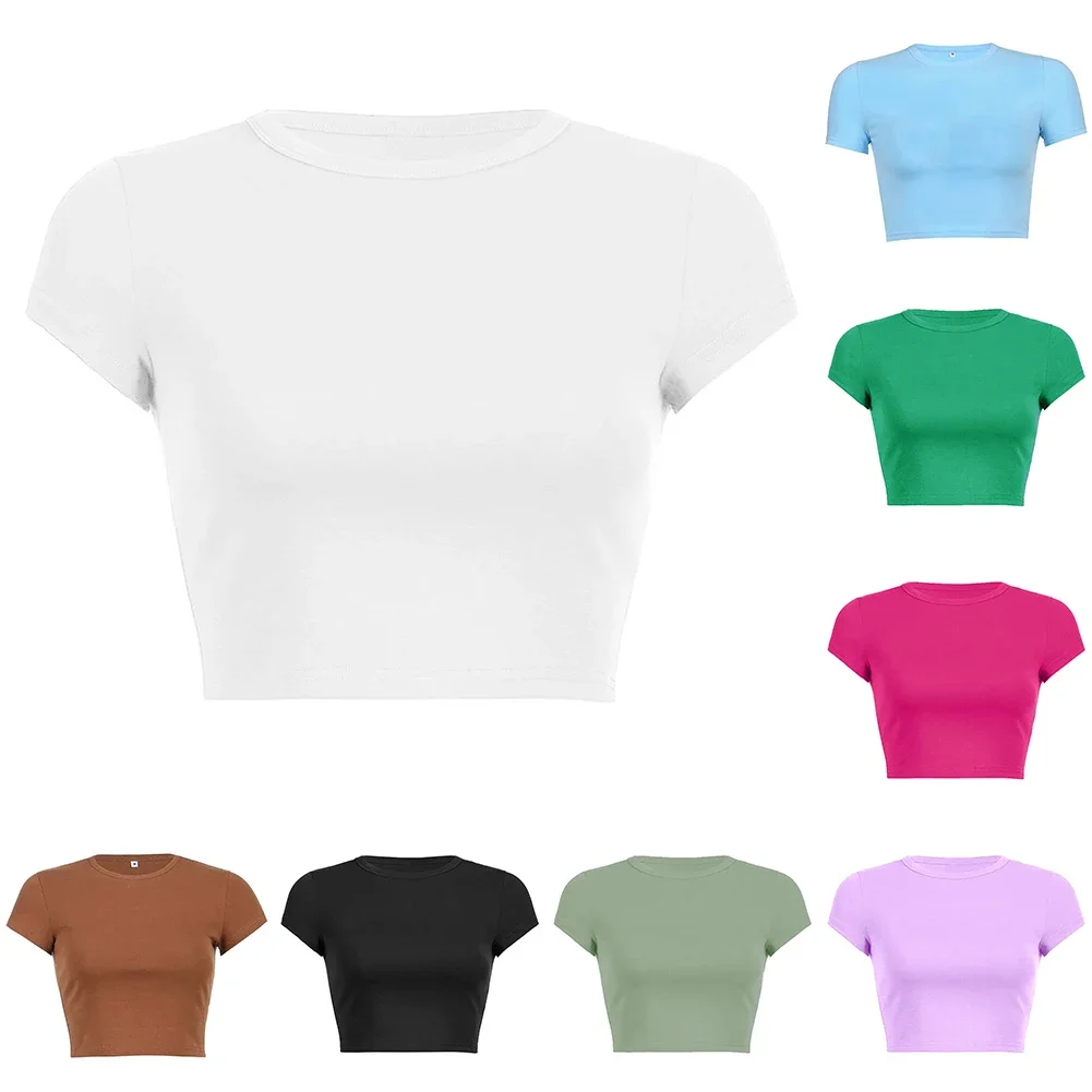 Будьте в стиле с нашим модным женским летним однотонным укороченным топом, футболка