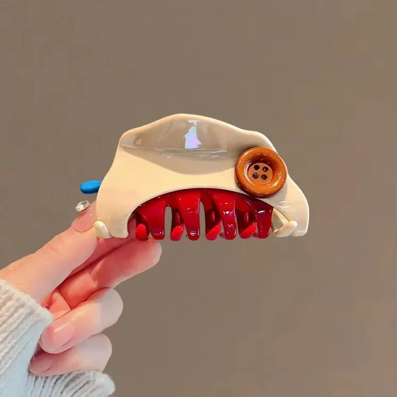 New Fun Cheese Button Hair Clip Claw Clamp Premium Design Hairpin Shark Clip Headwear Girls Women Hair Accessories