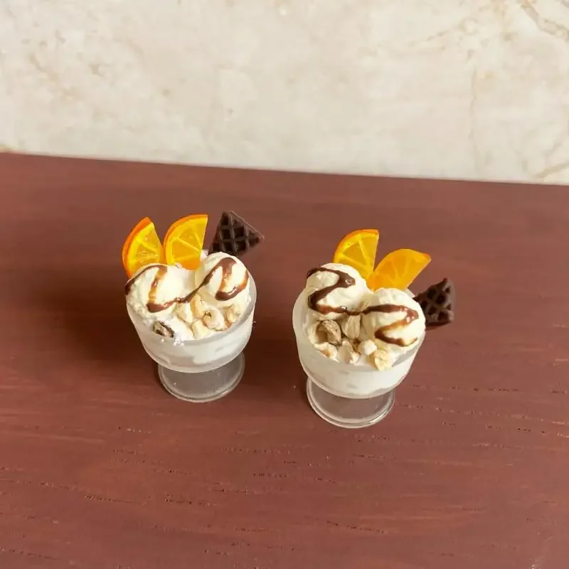 Juguete para casa de muñecas para niños, accesorio de cocina en miniatura de una pieza para helado de naranja y helado