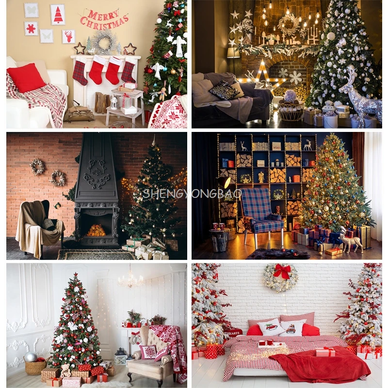 Vinyl Christmas Photography Backgrounds Tree Gift Children Baby Portrait Photo Backdrop For Studio Photocall Props 21519HDY-01