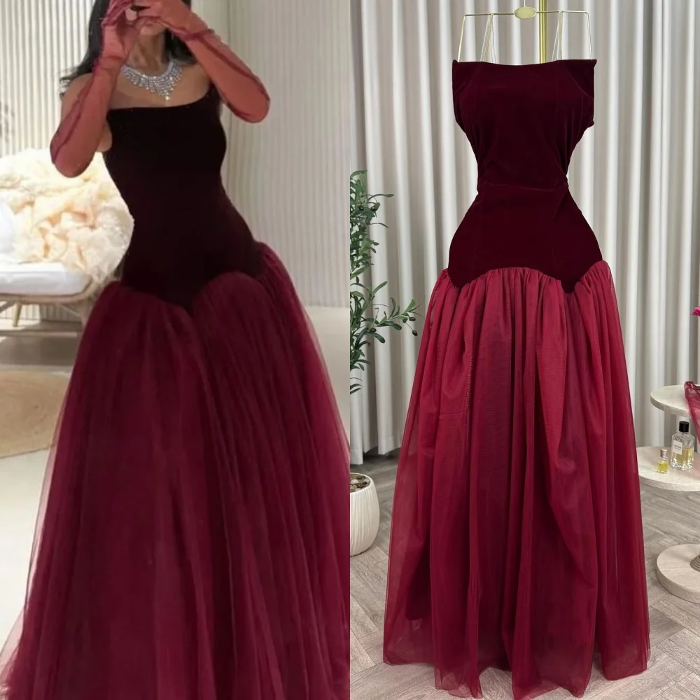 Maßgeschneiderte, passende, komplizierte Tüllfalte, A-Linie, trägerlose lange Kleider, maßgeschneiderte Anlasskleider, chinesischer Stil, Pastrol-Klassiker