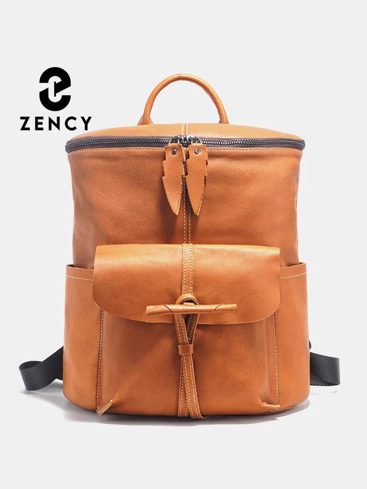 

Zency Genuine Leather Women's Vintage Backpack Knapsack Large Capacity Travel Satchel Designer Rucksack Outdoor Hiking Bag