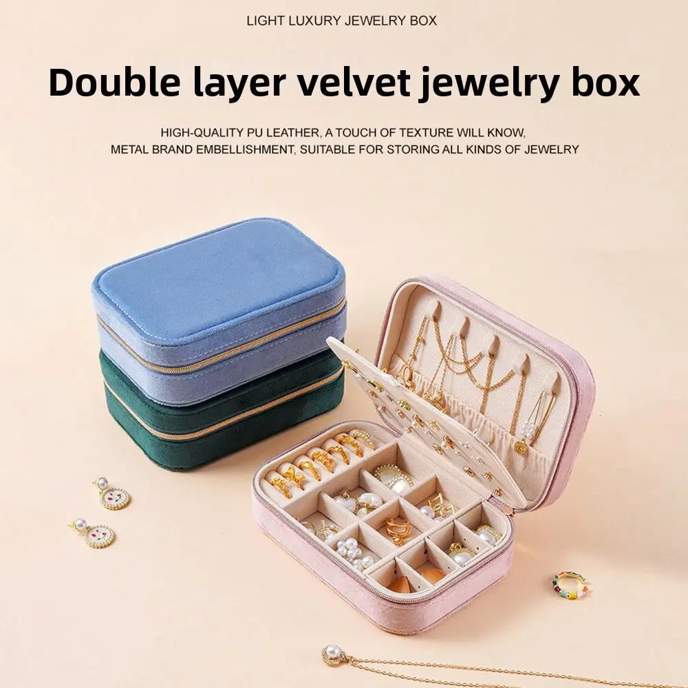 

2-слойный дорожный футляр для ювелирных изделий, портативный бархатный органайзер для ювелирных изделий, многофункциональный футляр для ожерелья большой емкости для женщин