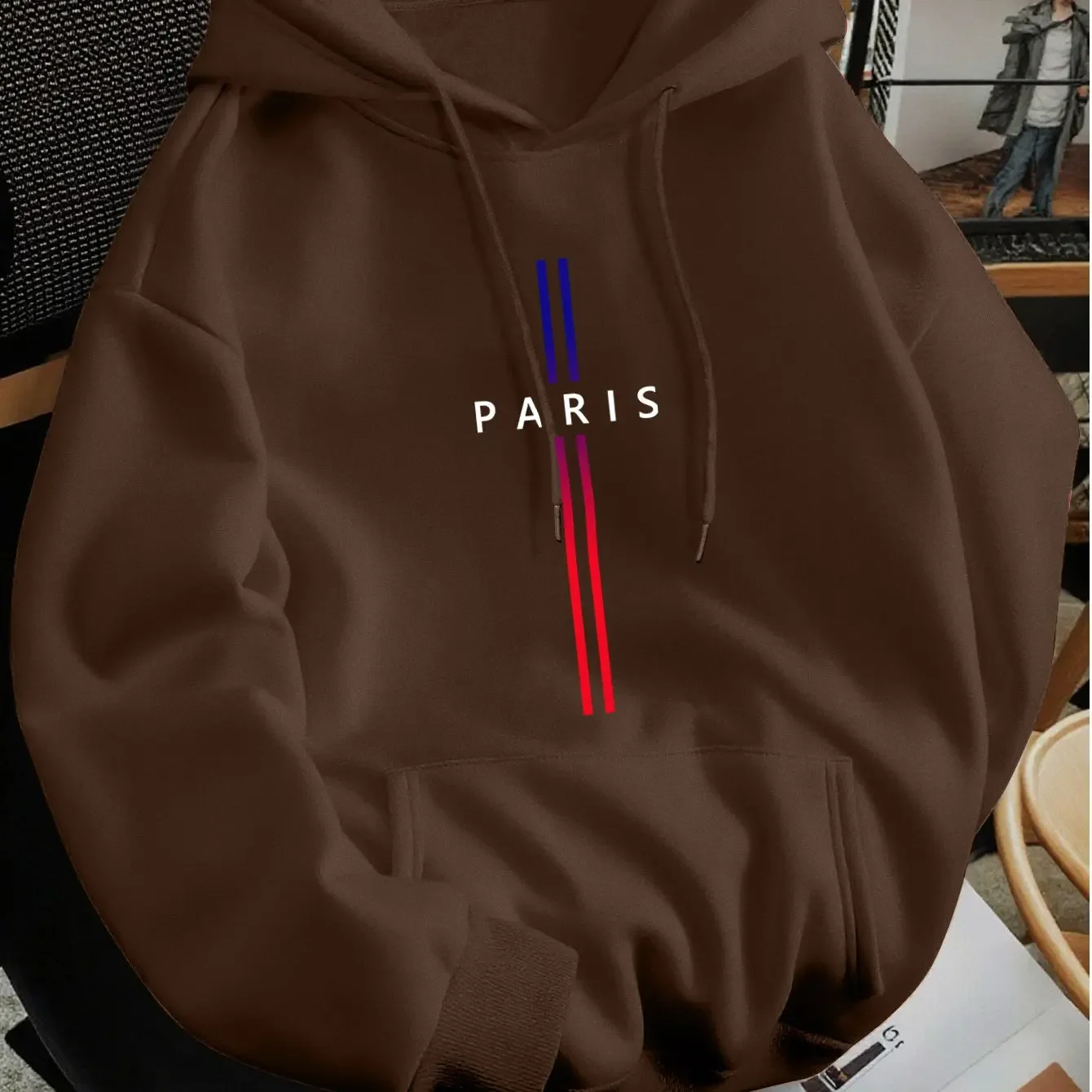 Simple Versatile Striped Print Hoodie Fashion Casual Long Sleeve Sweatshirt Daily Streetwear Pullover Hooded Tops