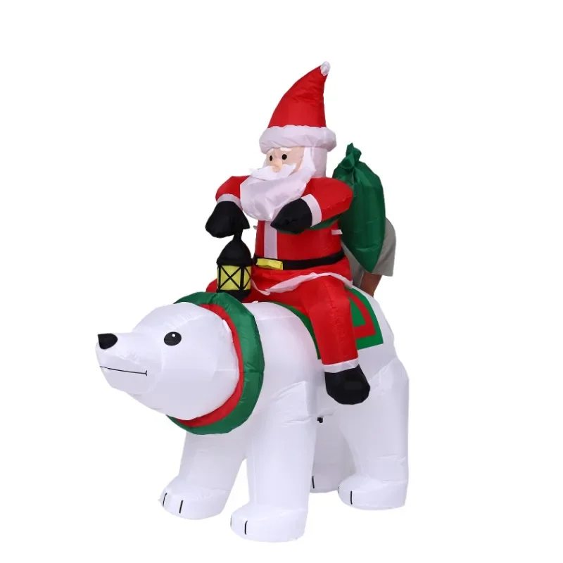 New cross-border Christmas inflatable decoration 1.8 meters lantern Santa Claus riding white bear, courtyard luminous