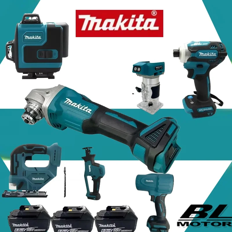 

Набор электроинструментов Makita: бесщеточная ударная дрель-шуруповерт, угловая шлифмашина, электрическая циркулярная пила (комбинированный комплект)