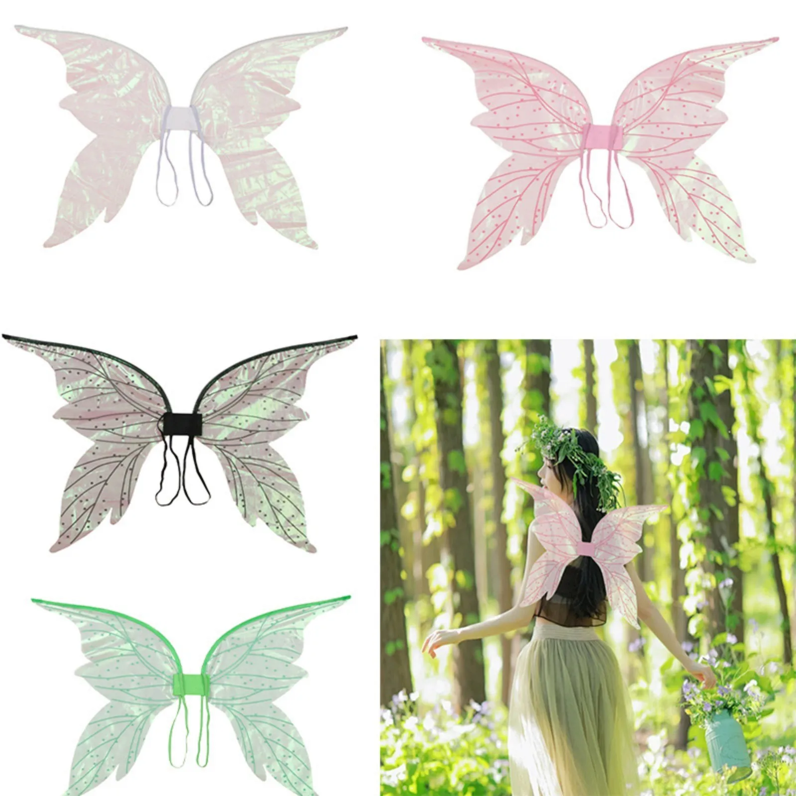 

Women Fairy Wings Cosplay Props Princess Makeup Costume Butterfly Wings Fancy Stage Performance Dress Adult Kids Party Accessory