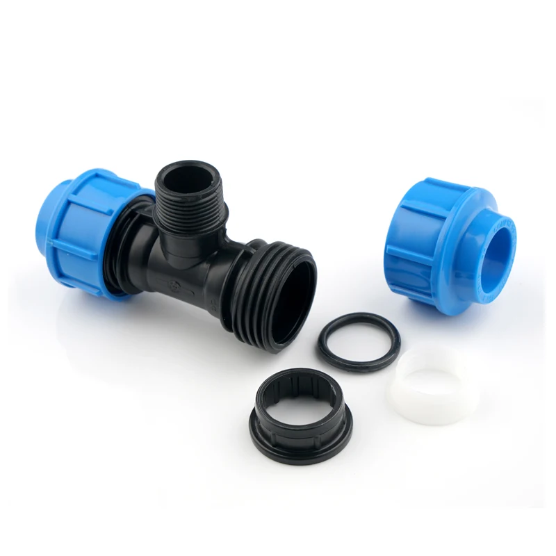 KEXING IRRIPLAT PN16 HDPE PE Irrigation compression fittings PP Quick Connector Push Fit fittings Male Threaded Tee