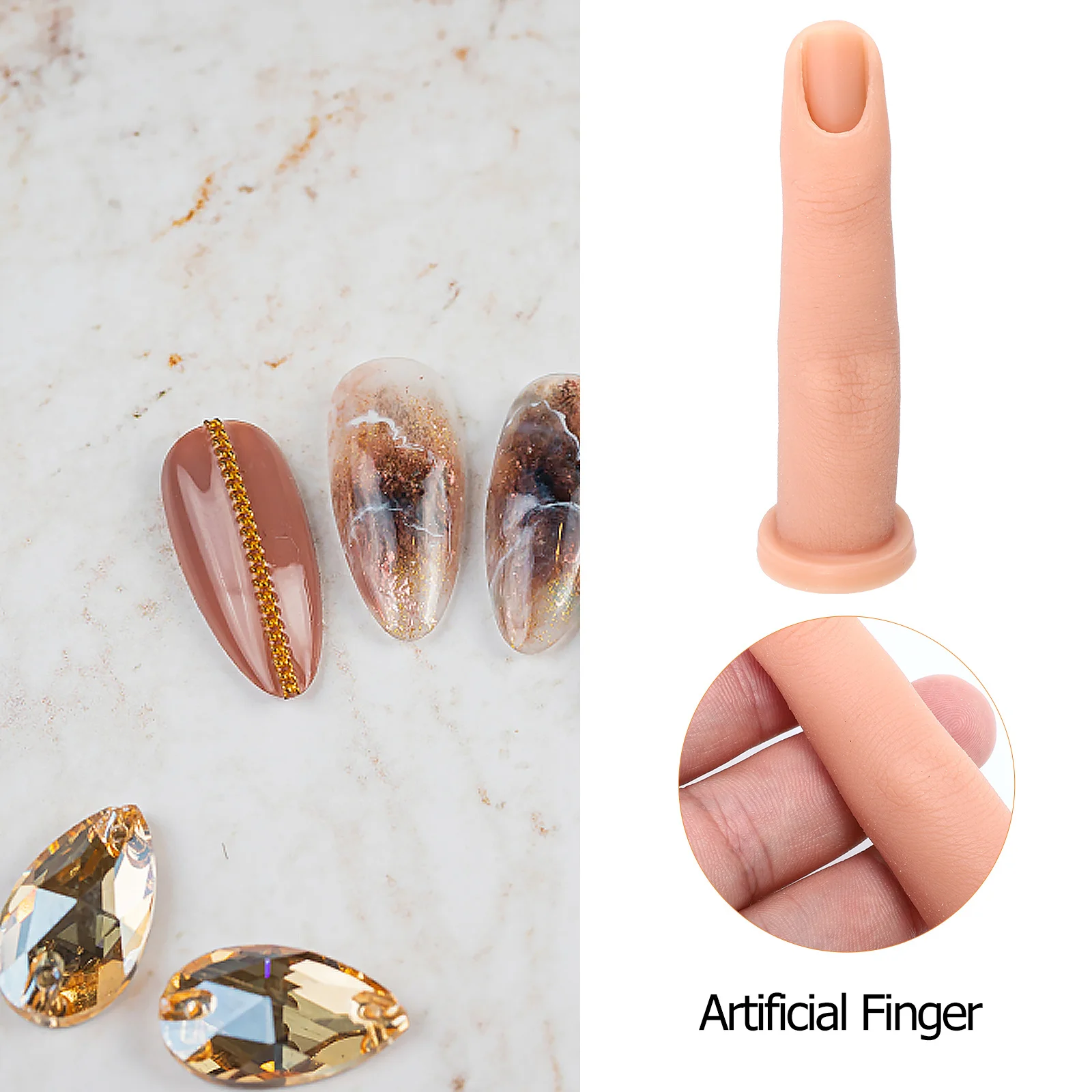 

1pc Silicone Durable Fake Lifelike Fake Finger For Manicure Training Practice Finger Art Connection