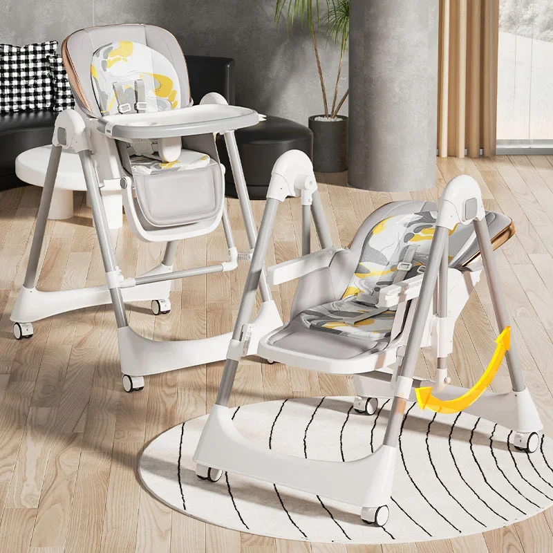 Multifunction Baby Dining Eating Chair Height Adjustable Baby Swing Rocking Chair Foldable Luxurious Baby Feeding High Chair