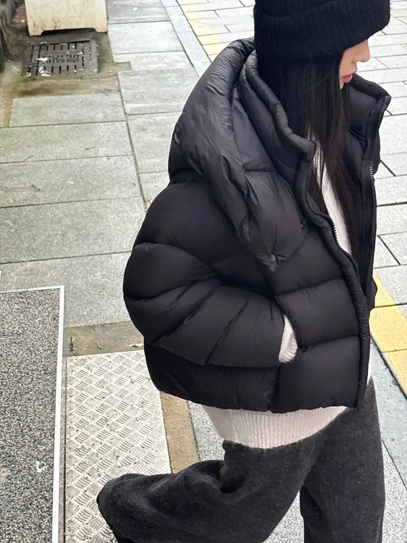 Puff Down Jacket Women New Arrival Women's Short Zippered Hooded Loose White Duck Down Coat for Cold Winter