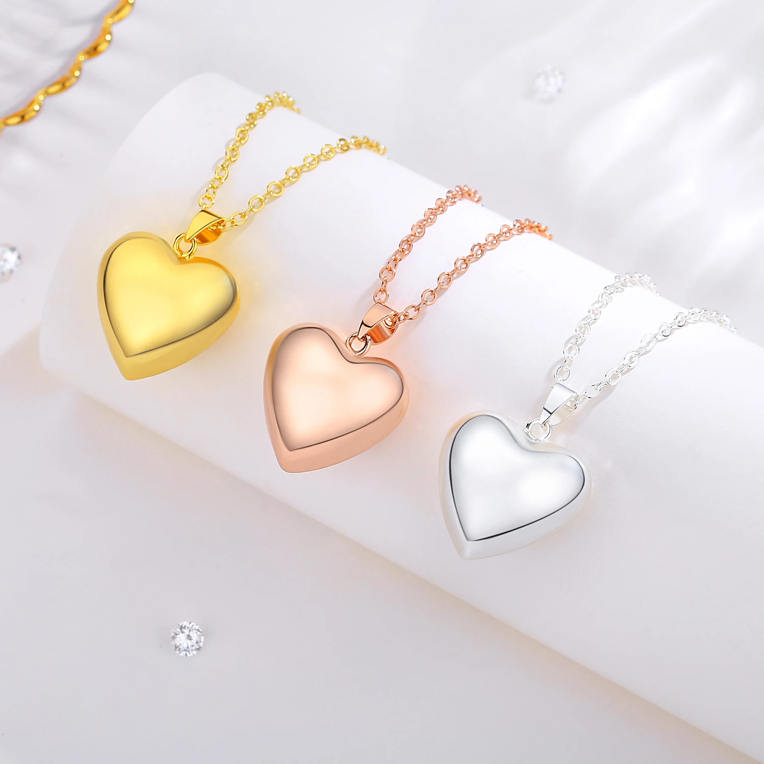 Eudora Harmony Ball Heart Pendant Pregnancy Bola Angel Caller Necklace Simple Smooth Chime Bell Ball Jewelry for Mom\'s Day Gift