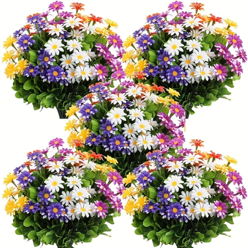 10/5/1 cachos de flores artificiais ao ar livre margarida arbustos resistentes a uv escritório em casa festa de casamento jardim varanda decoração de casa