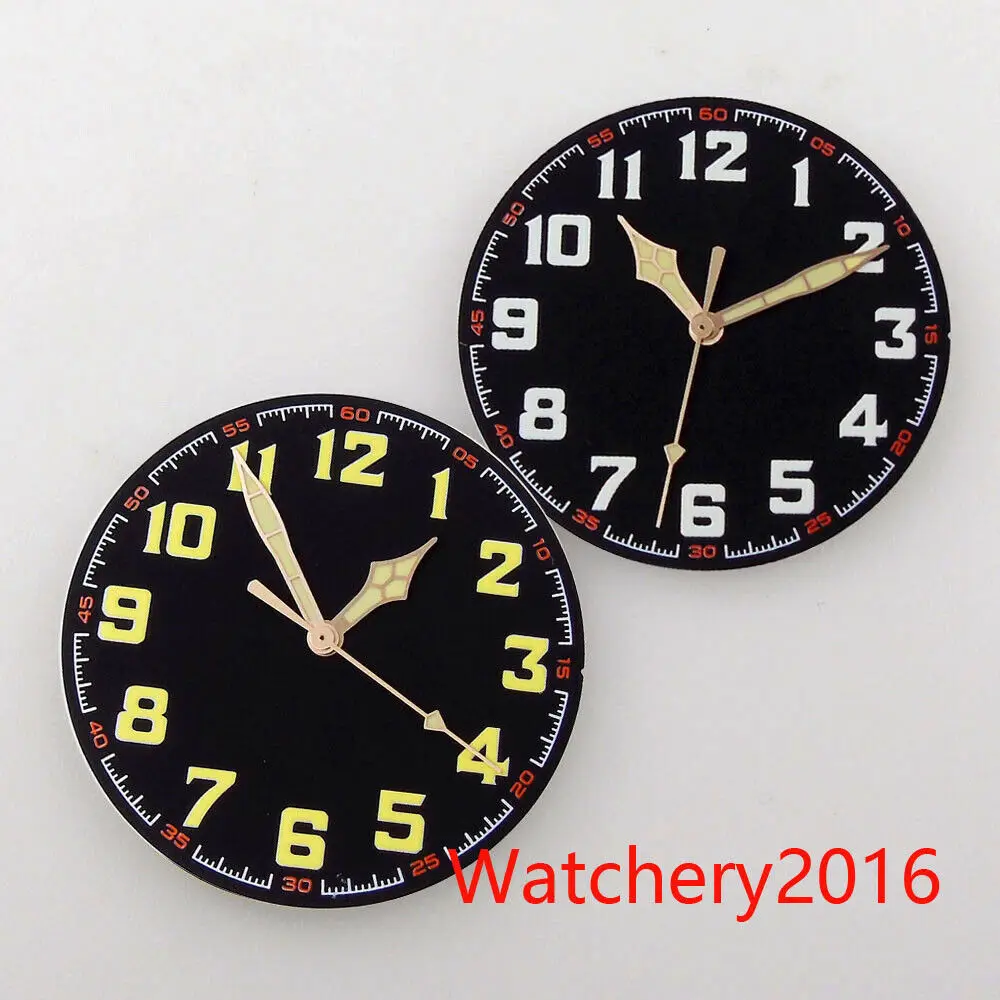 40.4mm Black Watch Dial Yellow Hand Green Luminous Marks Fit NH35A  Automatic Movement Model Rose Gold Edge