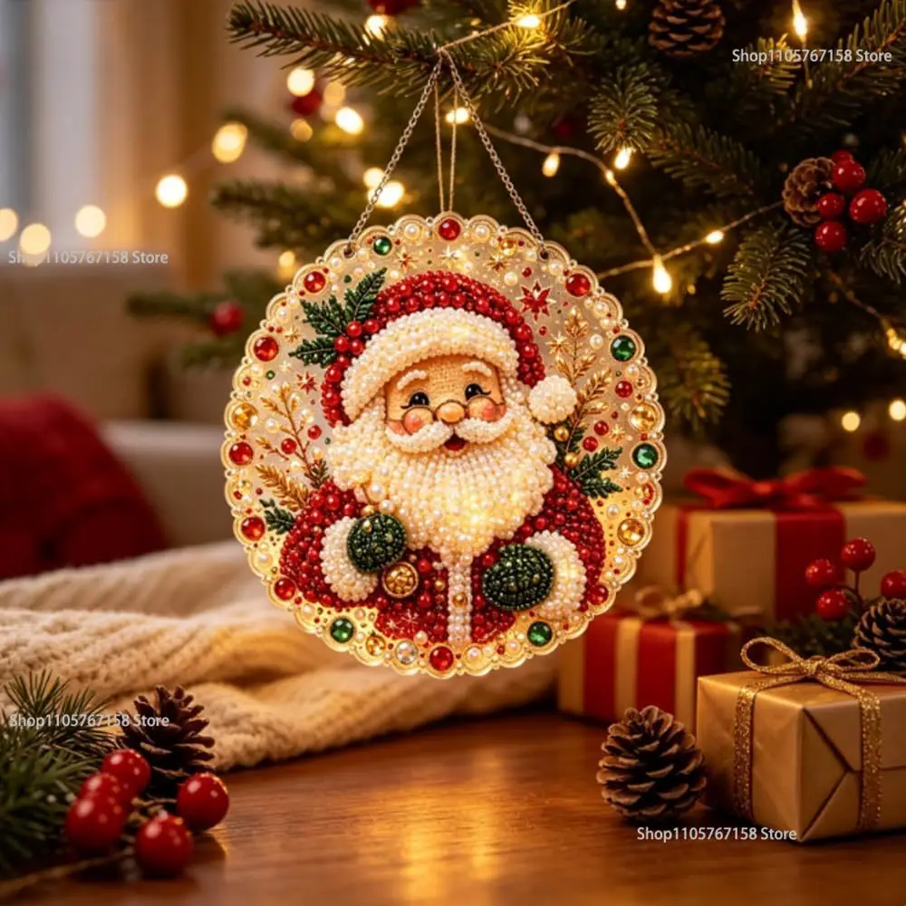 Christmas Pearl Diamond Art Hanging Ornament Kit,Diamond Arts Window Suncatchers Pearls Bead Painting Kit for Home Wall Decor