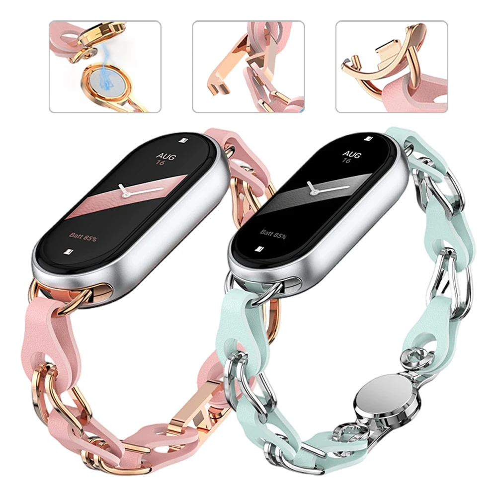 

Легкий прочный ремешок с магнитной застежкой и полым дизайном, а также корпус из сплава для Xiaomi Band 8 9 10, водонепроницаемый браслет