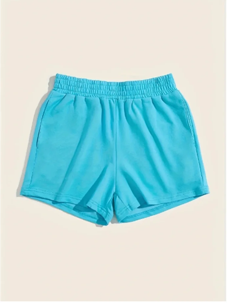 Summer Blue Shorts Women Casual Elastic Waist Pants Simple  Temperament Hot Shorts