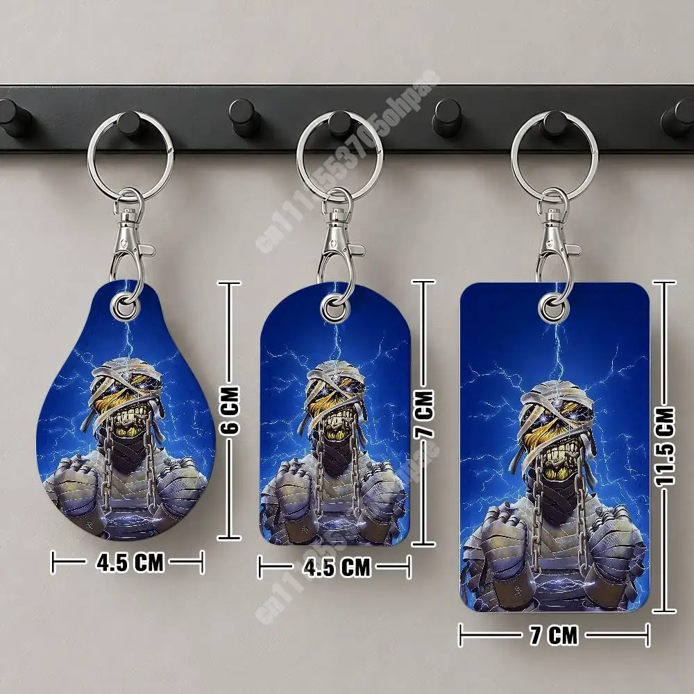 Eddie The Head Band I-Iron M-Maiden Leather Keychain Card Holder for Airtag & ID Cards Business Bag Charm image 5