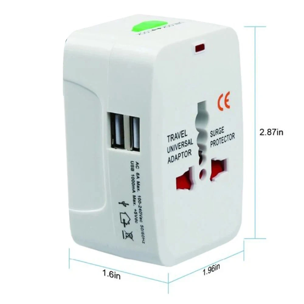 Universele Usb Reisstekker Adapter Us Au Uk Eu Multifunctionele All-In-One Ac Power Socket Converter Plug Adapter Wit 6a 250V