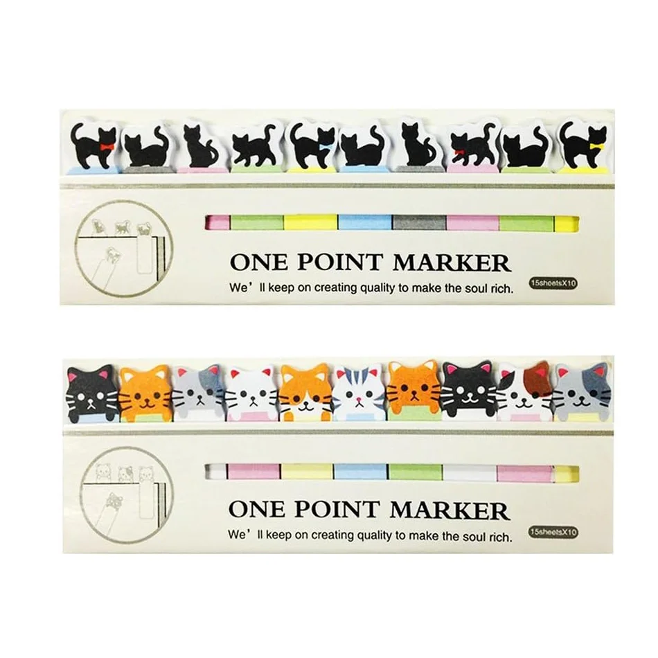 Office sticky notes Decoration Cute Funny Joy Cat Style Sticker Bookmark Memo Marker Point Flags Sticky Notes Writing Label