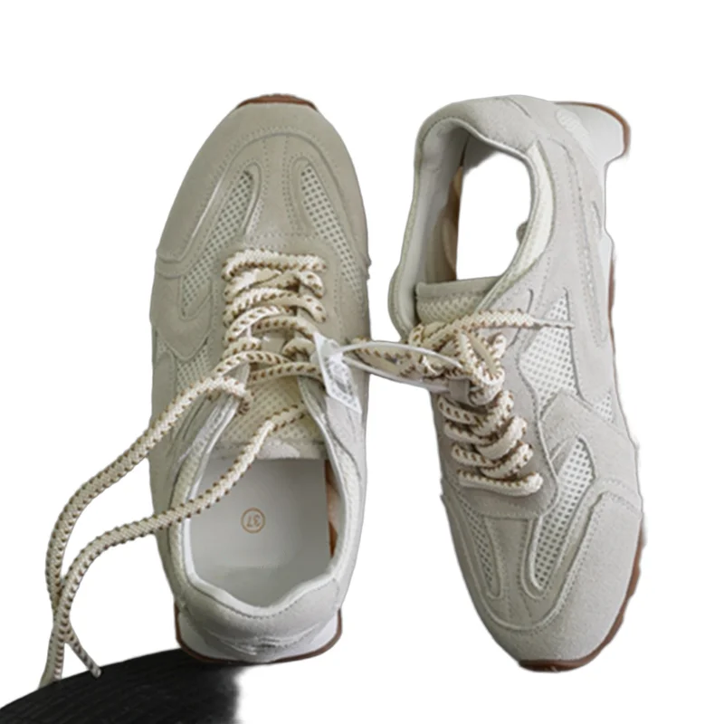 

Withered Lightweight Comfortable Vulcanized Shoes Minimalist Women's Sneakers Shoes Cowhide Splicing Mesh Training Shoes Women