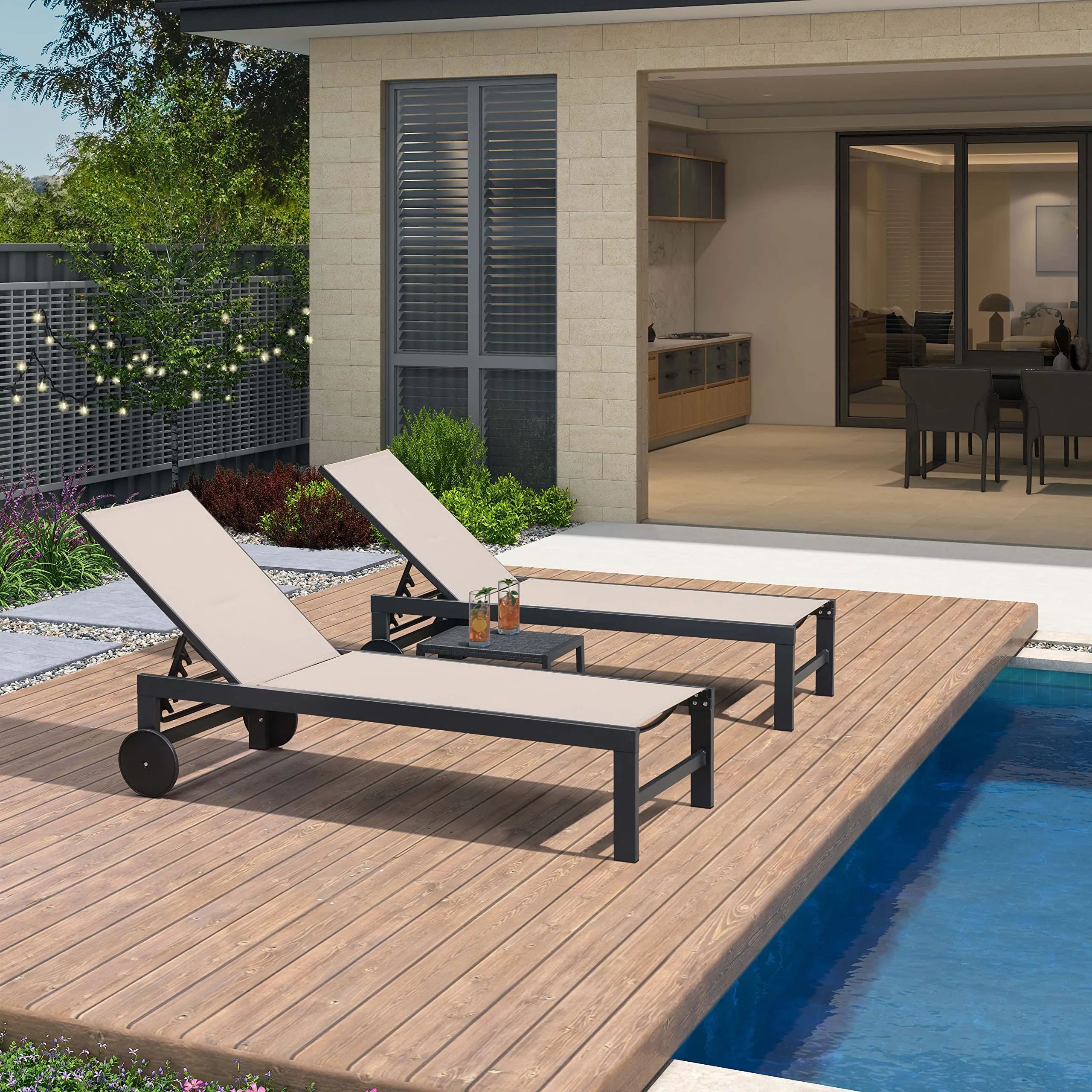 Garden Furniture Sun Lounger Aluminum Pool Chairs Beach Bed Swimming Garden Furniture Sun Loungerpromote sales