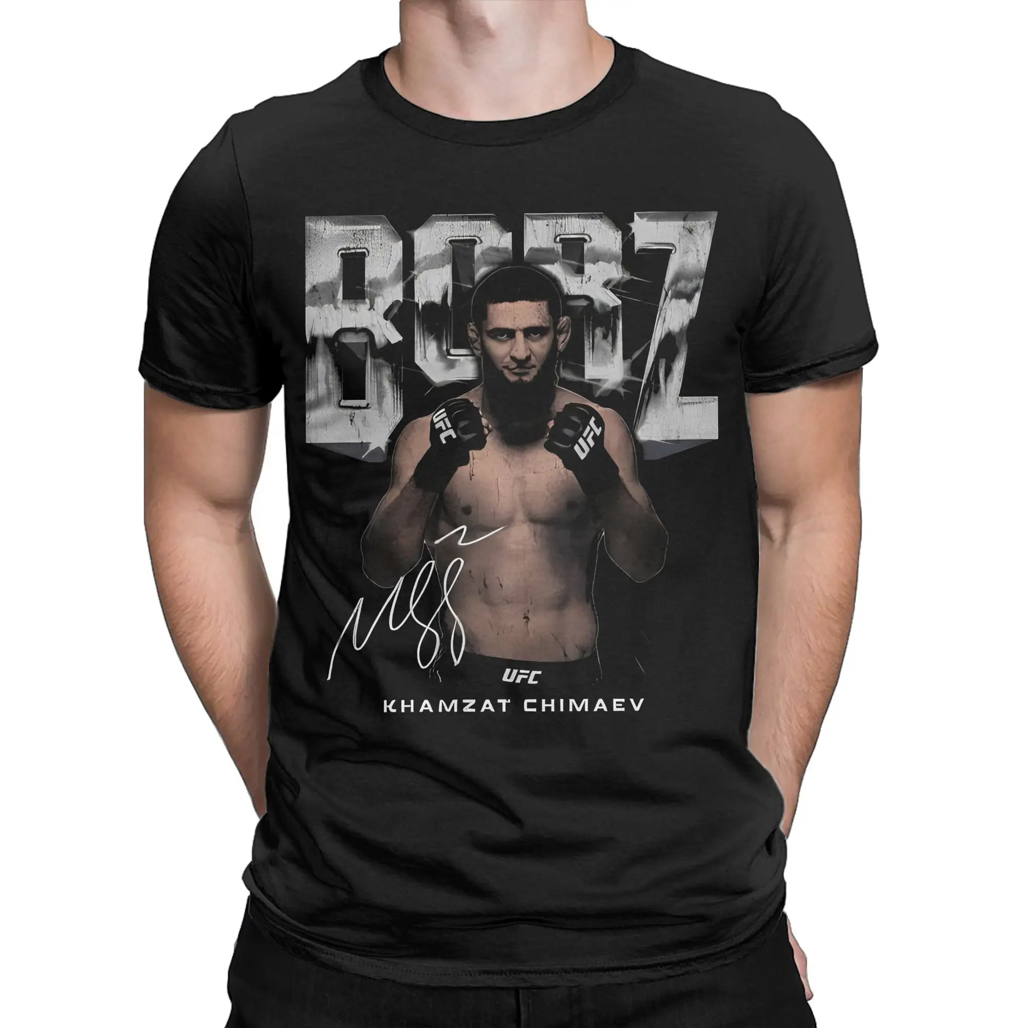 Printed Wrestling Khamzat Chimaev Borz Wrestlers  T Shirt For Unisex  Cotton Tee Shirt Short Sleeve Clothing