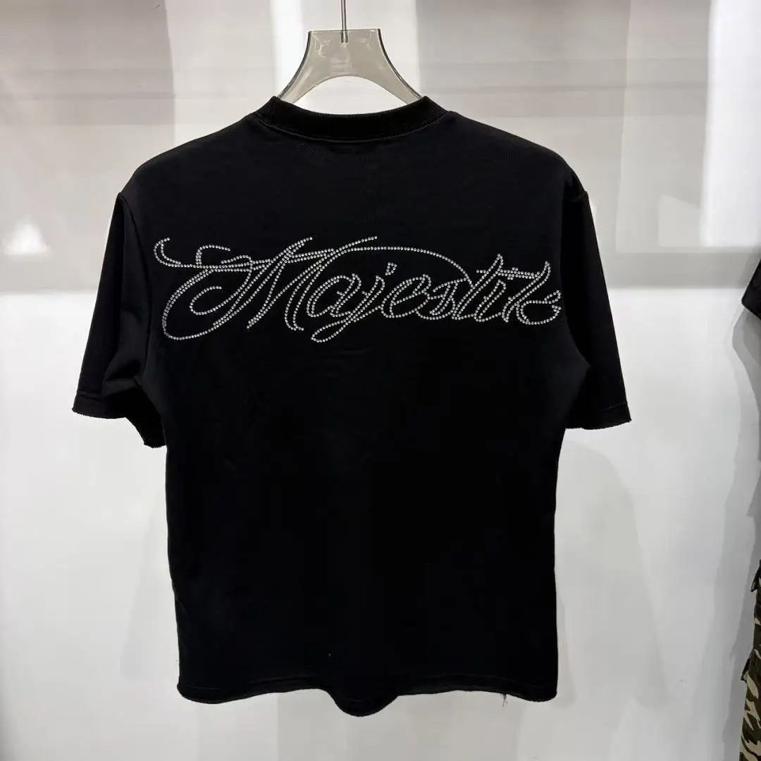 Majestik Astronaut Candy Graphic T-Shirt Vintage Washed Rhinestone Space Woman Print Streetwear Oversized Cotton Tee Men Women