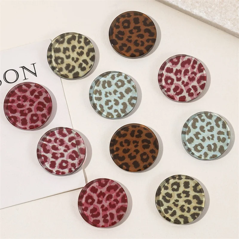 Summer style 90pcs/lot 25mm color leopard pattern print geometry rounds shape resin cabochon diy jewelry garment hair accessory