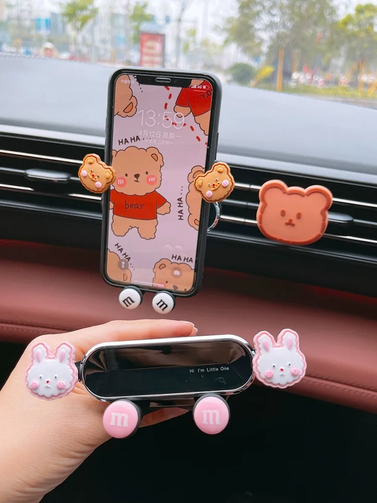 Anime Mickey&Minnie Car Phone Holder Air Outlet Car Navigation Bracket Auto Bracket Mobile Donald Duck Decor Disney Accessories