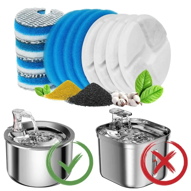 4 Pack  Filter Replacement, 3 Triple Filtration System, Activated Carbon Filters for 67oz/2L Automatic Pet Fountain Filter