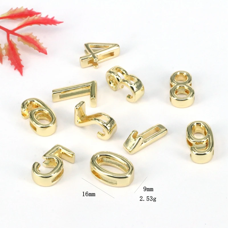 10Pcs Hot New Trendy 18k Gold Digits 0-9 Number Charms  DIY Necklace Earring Parts Bracelets Jewelry Accessory Sports Style