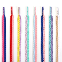 Two-color Flat Shoelaces Off Sneaker White Shoe Laces Precision Weaving For AF1 Shoelace Casual Shoes Accessories 1 Pair