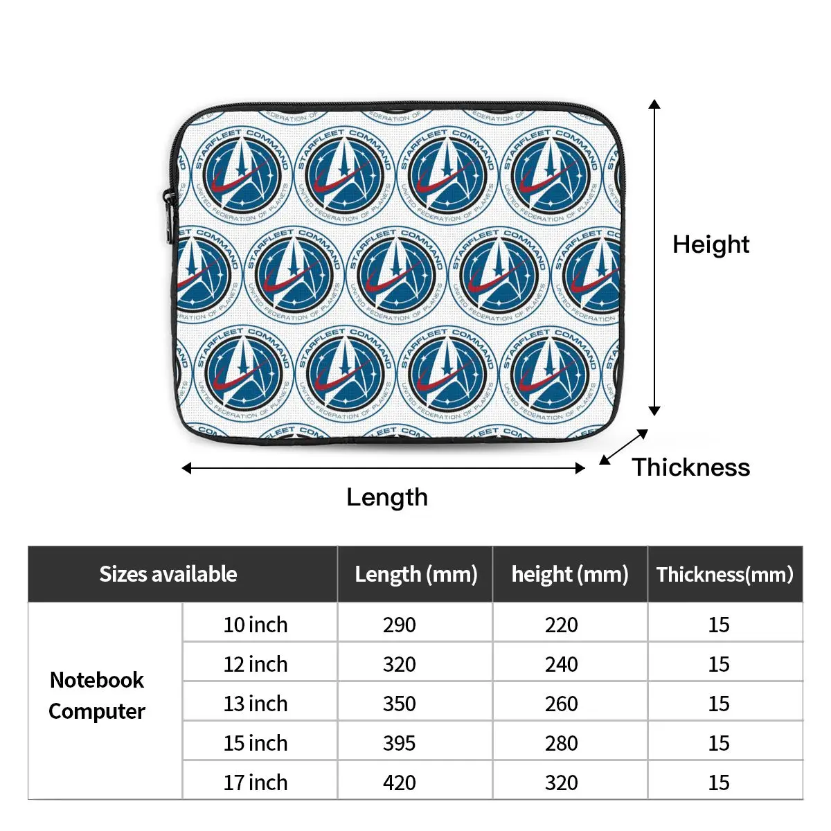 Star Treks Science Fiction TV Series (16) Notebook Laptop Bag Case Pouch Notebook Sleeve Cover Bag Tablet Shockproof Case Bag