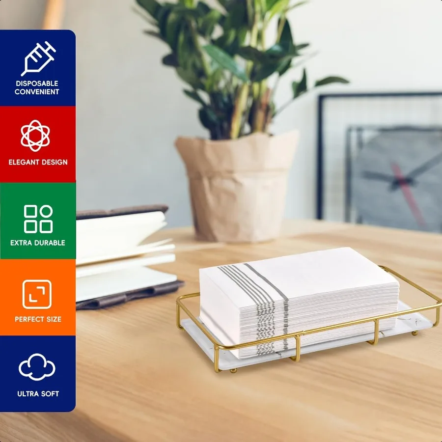 100 Pack Paper Napkins Guest Towels  Premium Quality 3ply Dinner Napkins Soft Absorbent Paper Hand Towels for Party Kitchen Din