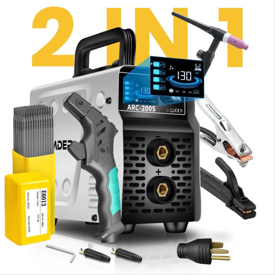 Stick/Lift TIG 2-in-1 Portable Welder Dual Voltage Welder 110V/220V Outdoor Maintenance, Garage, Automotive, Craft, and Home DIY, Equipped with a TIG Torch and E6013 and Welding Stinger