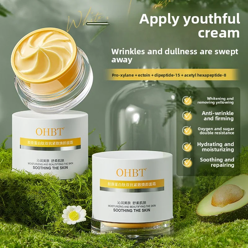 

OHBT Collagen Peptide Face Cream, Anti-wrinkle Firming Lifting Faical Cream, Hydrating Nourishing Soothing Face Skin Care Cream
