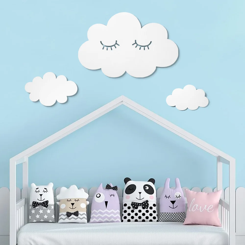 3Pc Cloud Wooden Wall Decoration Cartoon Children\'s Room Wooden Stickers Home Decoration Wall Decoration