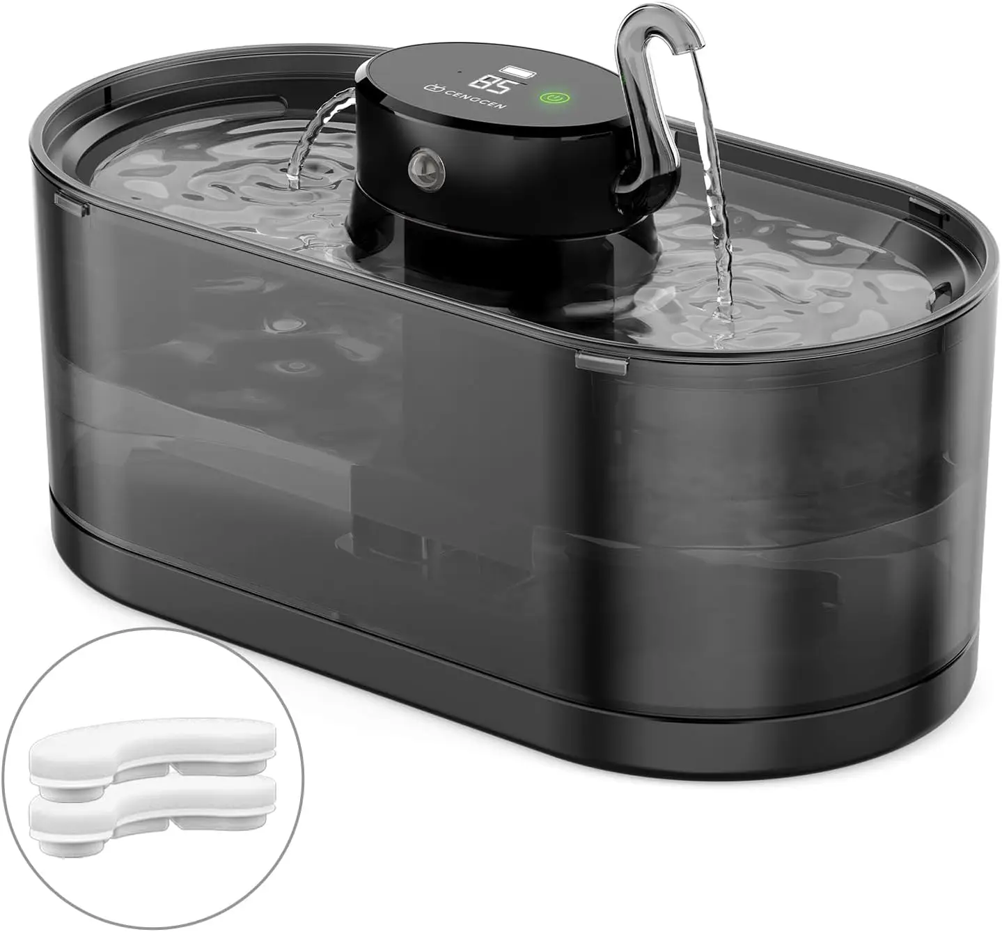 

Беспроводной фонтан для кошек, беспроводной поилка для домашних животных на 108 унций, на батарейках, черный