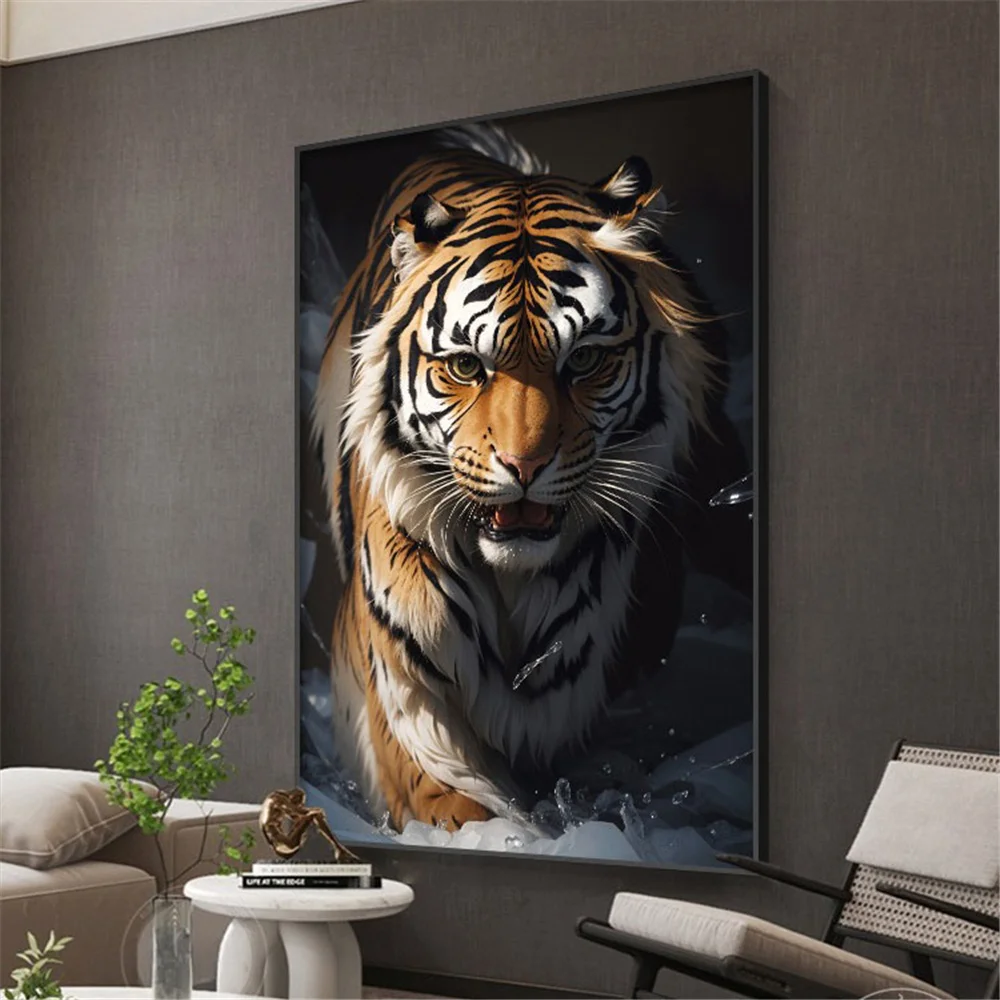 Tiger Square Hanging Painting Led Wall Lamp Senior Corridor Aisle Study Office Home Decoration Art
