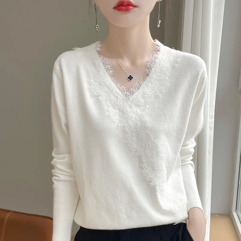 2024 New  Autumn and Winter Cashmere sweater women Casual V-Neck Cashmere sweater women fashion autumn warm pullover top