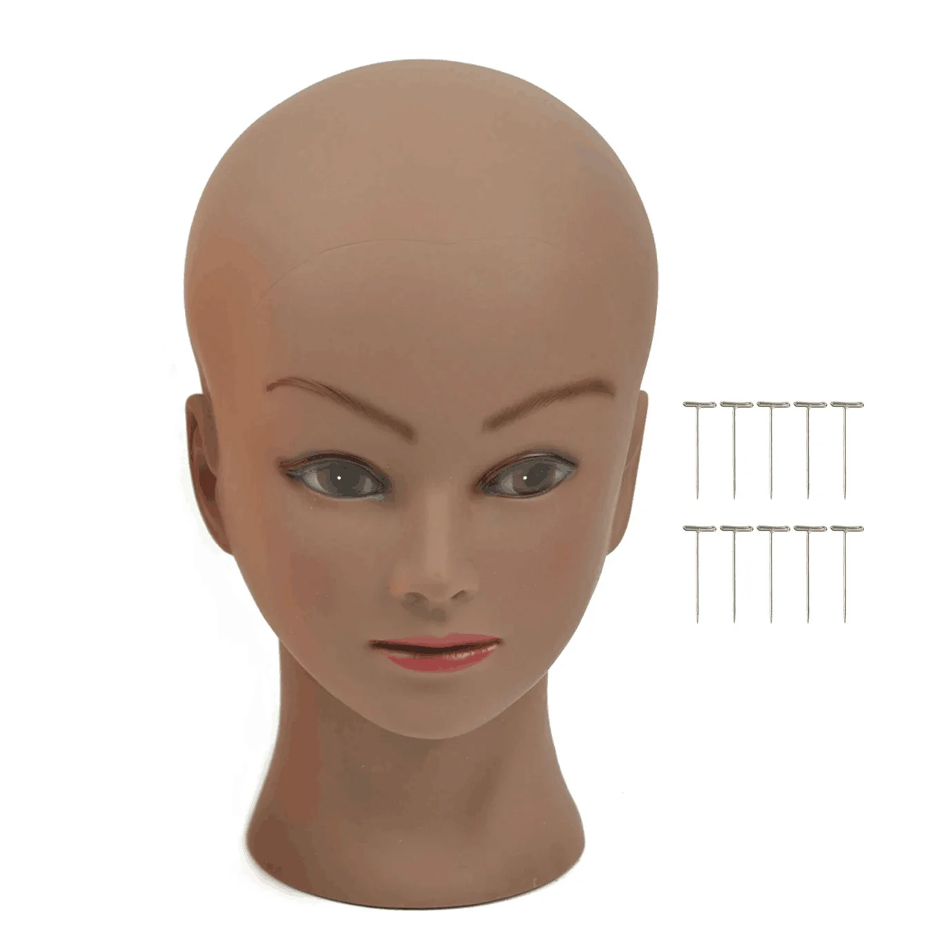 

1 pcs Bald Mannequin Head Professional Cosmetology Doll Head for Wig Making Displaying Eyeglasses Hair with 10 pcs T-Pins