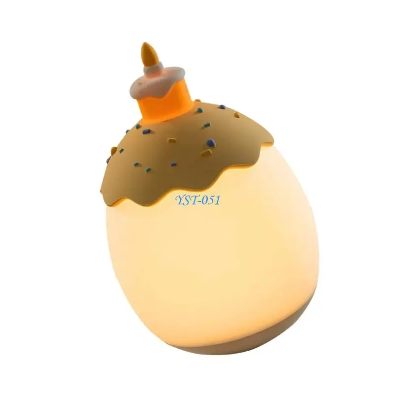 E15A Siliconen Draadloos Nachtlampje Cartoon Eieren/Cake Nachtlampje Nieuwigheid Bedlampje