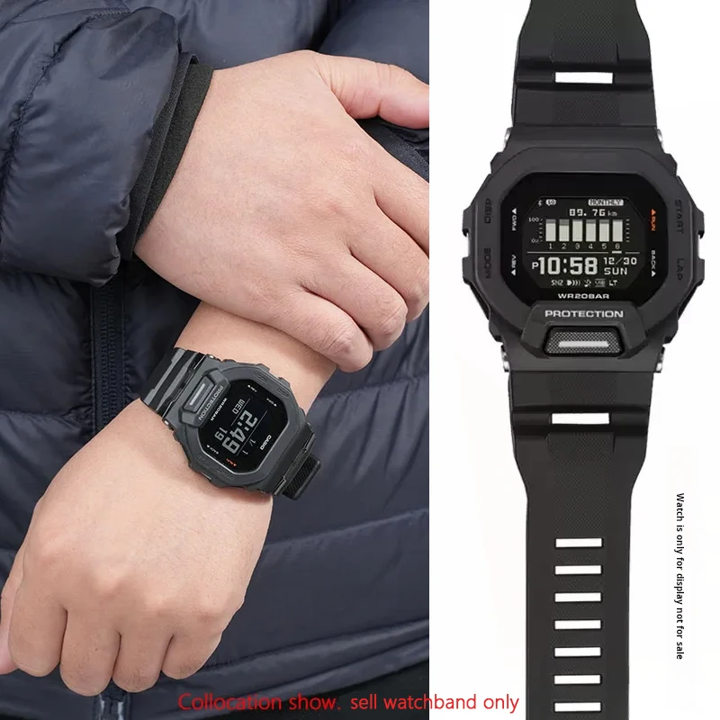 For Casio Small Square Gbd-200sm Gbd-200 Cat Silicone Watch Strap Men Sports outdoors Watchband Black Gray Rubber accessories