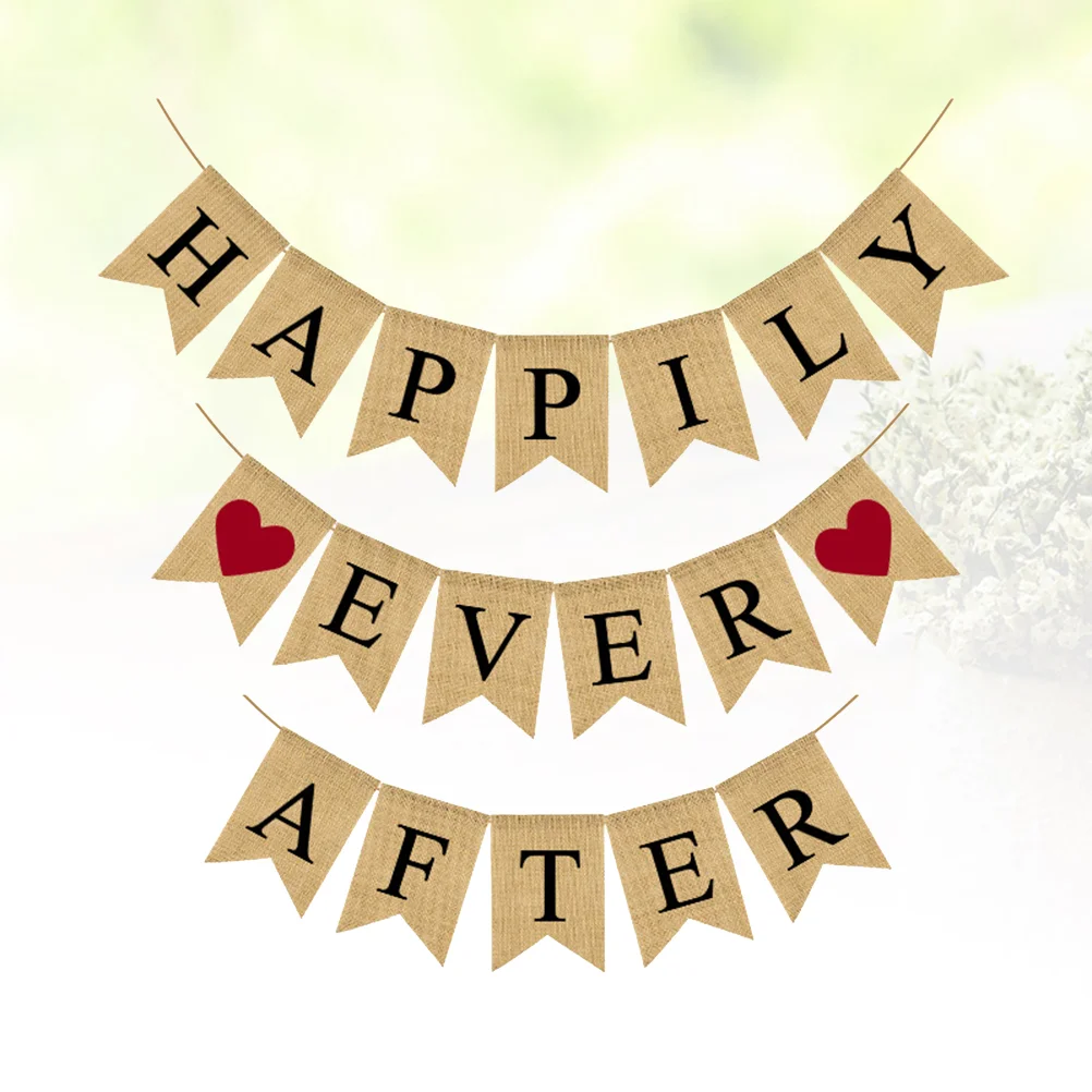 

Wedding Party Decor Burlap Banner Creative Wedding Swallowtail Garland Bunting Linen Letter Printing Flag Party Supplies