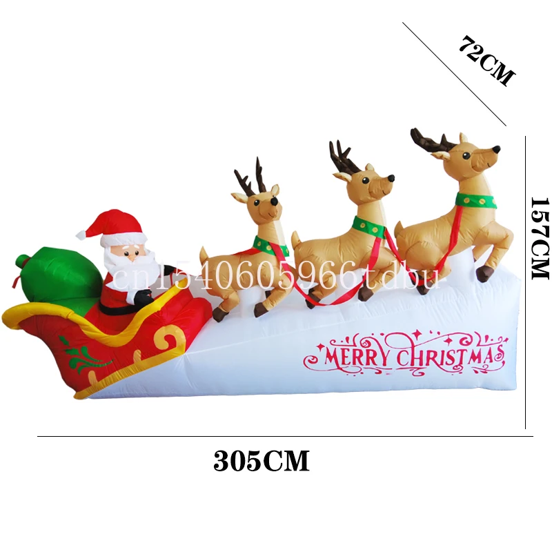 High Quality 10 Feet Outdoor Yard Lawn Inflatable Decoration Sleigh with Christmas Sled Inflatable Christmas