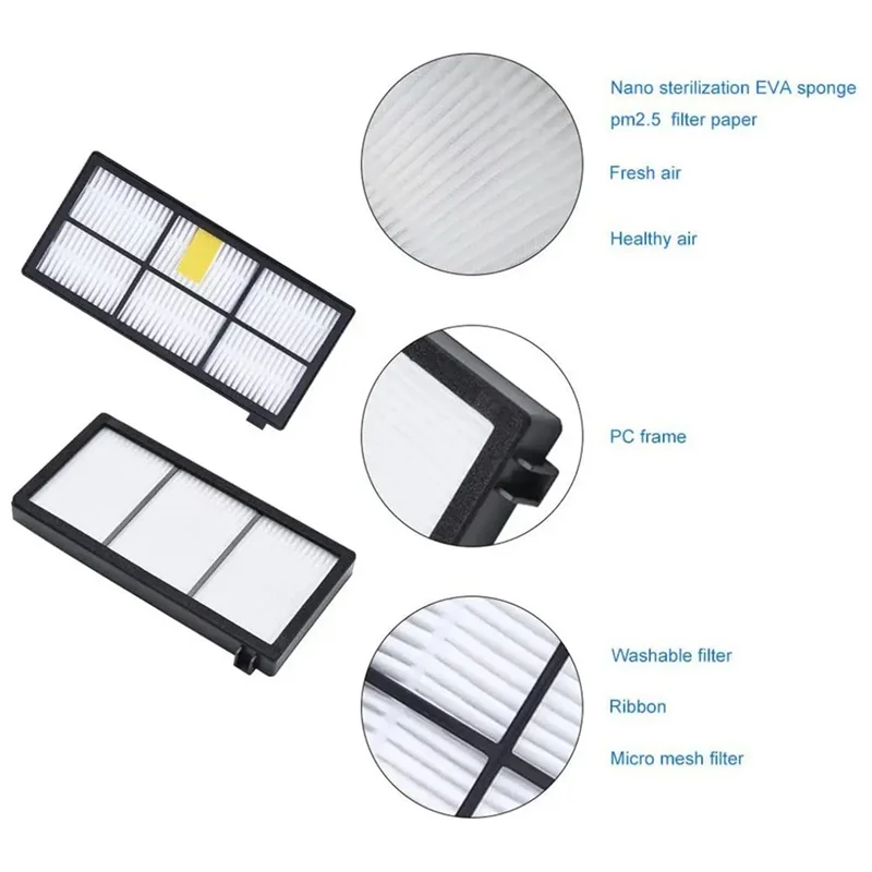 N18R HEPA مرشحات الفرش الجانبية الرئيسية ل اي روبوت رومبا 800 900 سلسلة 805 864 871 891 960 961 964 980 استبدال المكنسة الكهربائية