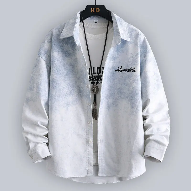 

2023 весна и осень, новое мужское высококачественное повседневное свободное однобортное пальто-рубашка с длинным рукавом и воротником