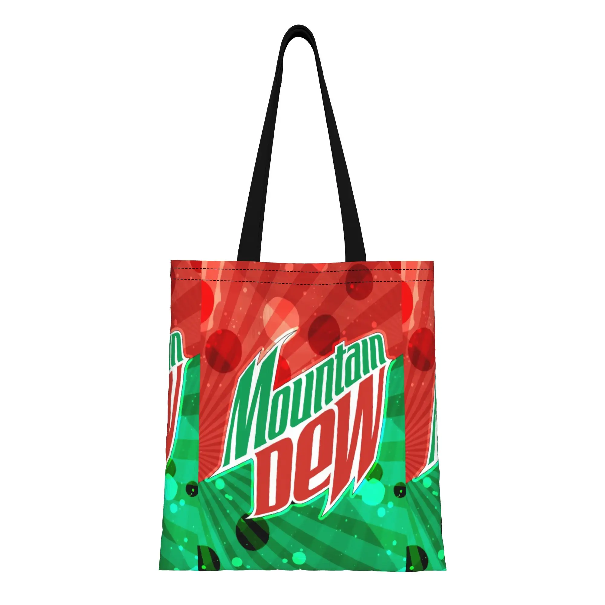 mMountain Dew mMountain Dew Red & Green Burst  Canvas Tote Bag Perfect for Shopping Travel Outdoor Heavy Duty Shoulder Handbag