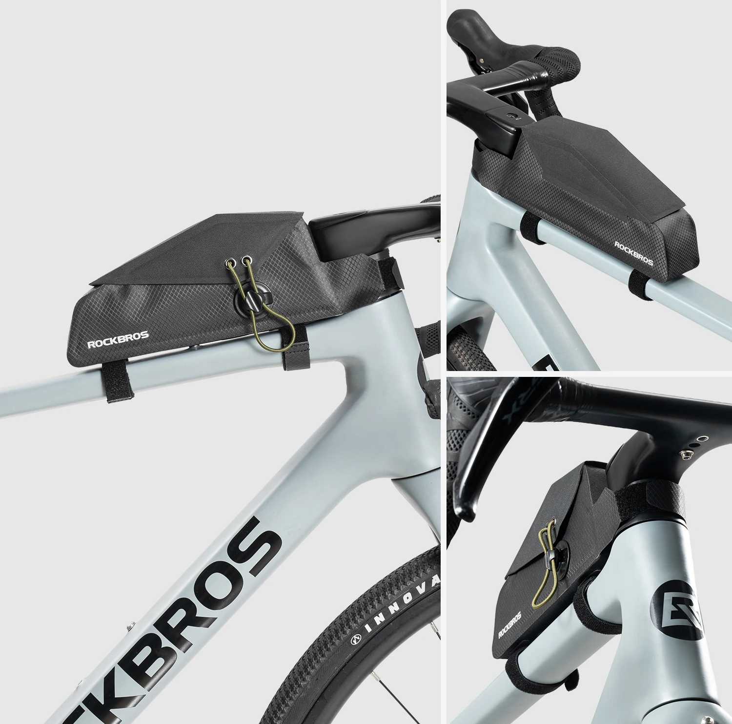 ROCKBROS Fahrradtasche für Straßenfahrräder, Wasserdichte Gravel-Bike-Tasche, Rahmentasche für das Oberrohr, 0,8L Fahrrad-Aufbewahrungstasche – Detail 3